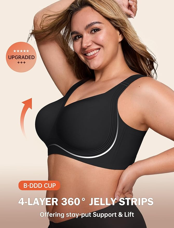 Bras for Women Supportive Wireless Push Up Bra Full Coverage No Underwear Seamless Plus Size for Older Women