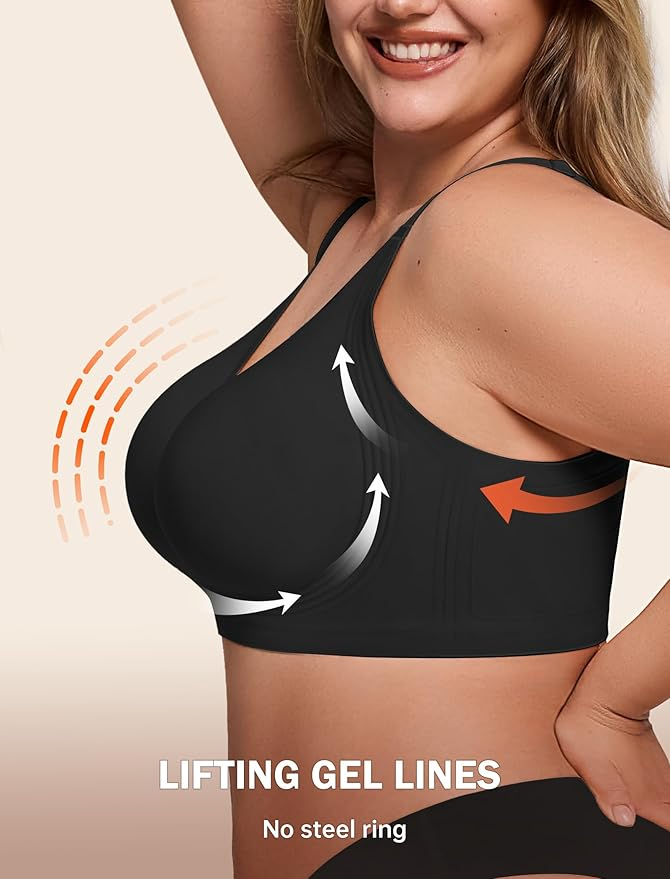Bras for Women Supportive Wireless Push Up Bra Full Coverage No Underwear Seamless Plus Size for Older Women